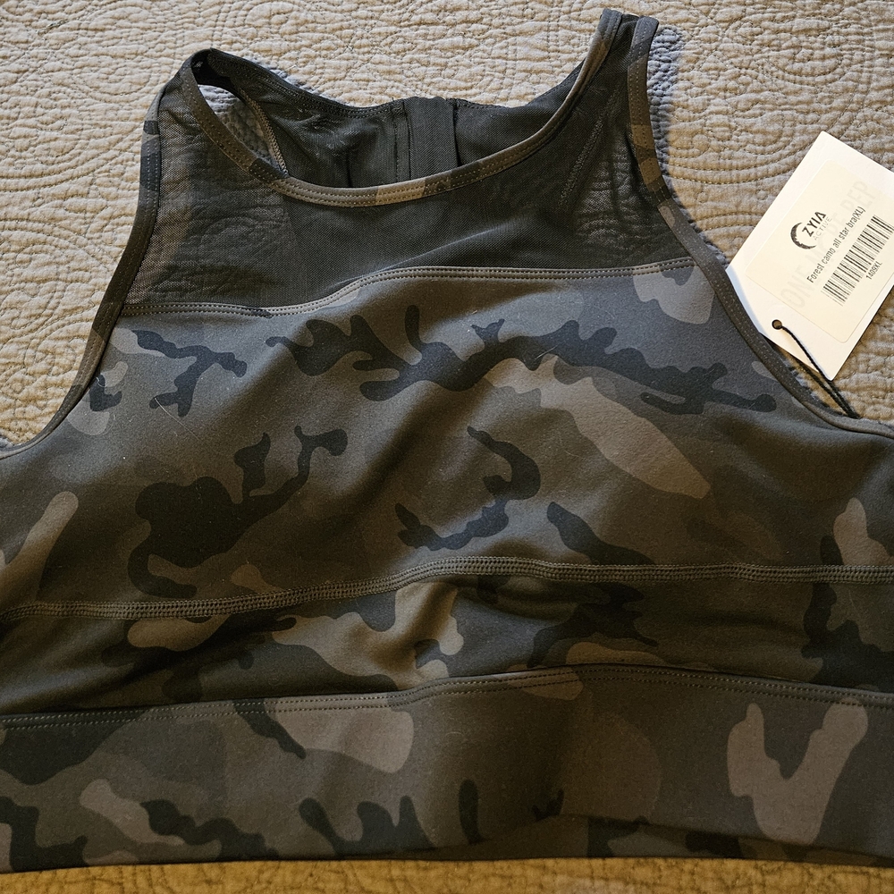 ZYIA Black and Gray Camo Sports Bra